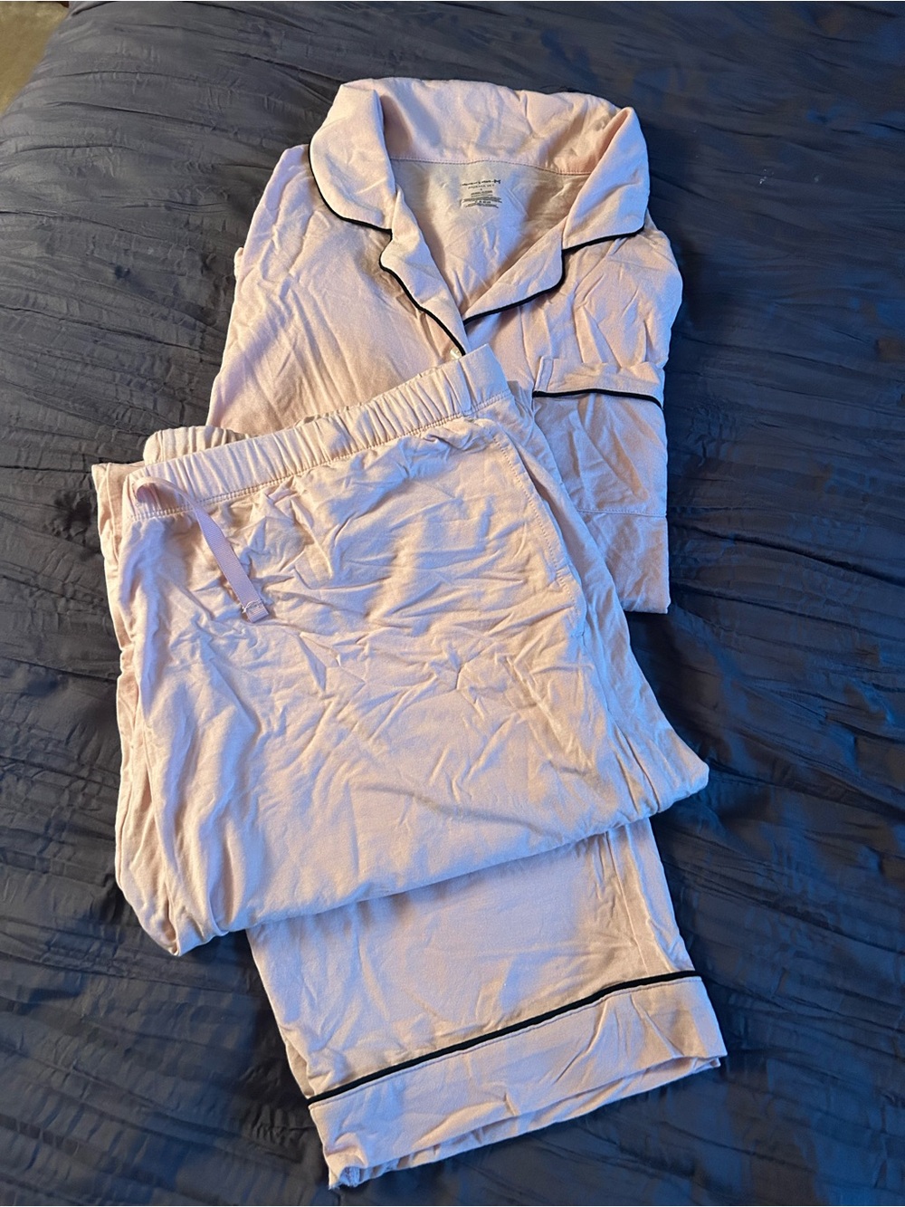 Members Mark Womens Light Pink Piped Pajama Set